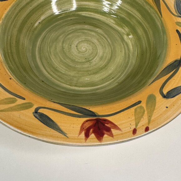Handpainted Pier 1 Elizabeth Stoneware Bowl With Floral Design 9.5" - Picture 4 of 9